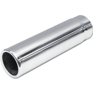 Street Style Polished Stainless Steel 2.25" Single Wall  Single Exhaust Tip (10-inch long, Rolled Edge Straight Pencil)