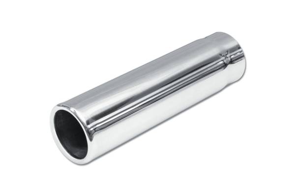 Street Style Polished Stainless Steel 2.25" Single Wall  Single Exhaust Tip (10-inch long, Rolled Edge Straight Pencil)
