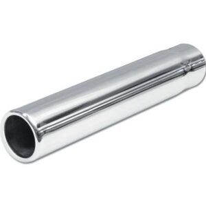 Street Style Polished Stainless Steel 1.75" Single Wall  Single Exhaust Tip (10-inch long, Rolled Edge Straight Pencil)