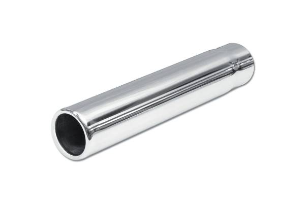 Street Style Polished Stainless Steel 1.75" Single Wall  Single Exhaust Tip (10-inch long, Rolled Edge Straight Pencil)