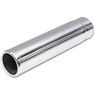 Street Style Polished Stainless Steel 2" Single Wall  Single Exhaust Tip (10-inch long, Rolled Edge Straight Pencil)