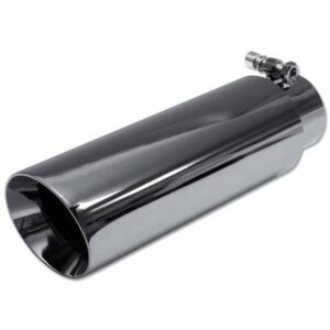 Street Style Black Chrome 2.5" Double Wall Single Exhaust Tip (12-inch long, Angle Cut)