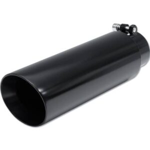 Street Style Black Powder Coat 2.5" Double Wall Single Exhaust Tip (12-inch long, Angle Cut)