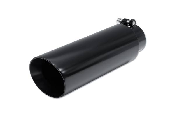 Street Style Black Powder Coat 2.5" Double Wall Single Exhaust Tip (12-inch long, Angle Cut)