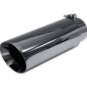 Street Style Black Chrome 3" Double Wall Single Exhaust Tip (12-inch long, Angle Cut)