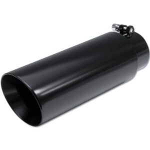 Street Style Black Powder Coat 3" Double Wall Single Exhaust Tip (12-inch long, Angle Cut)