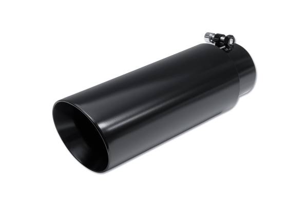 Street Style Black Powder Coat 3" Double Wall Single Exhaust Tip (12-inch long, Angle Cut)